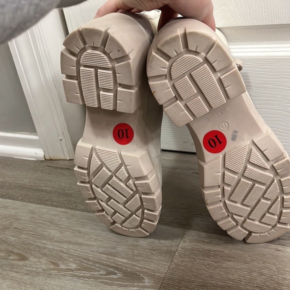 Steve Madden Zanet Bone Suede Lug Sole Lace Up Booties combat Boots Size 10 - Picture 9 of 10